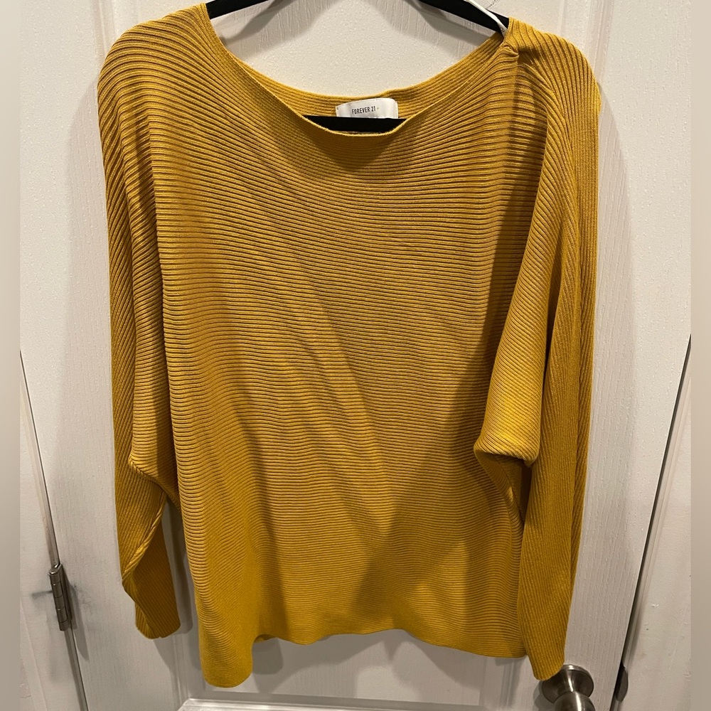 Plus Forever 21 Mustard Yellow Ribbed Sweater